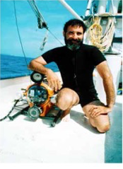 Emory Kristof with underwater camera equipment