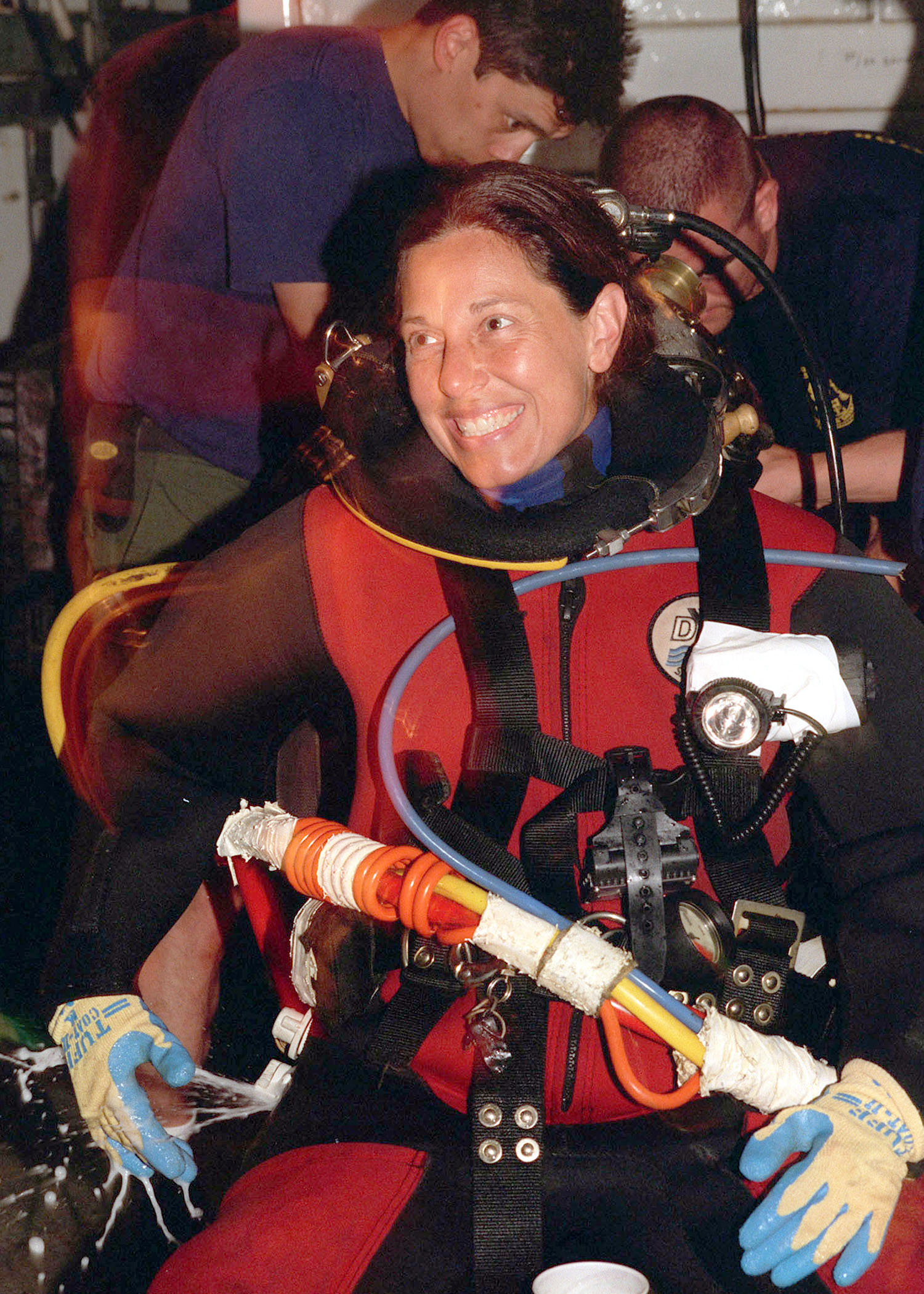 Captain Barbara Bobbie Scholley wearing military diving equipment