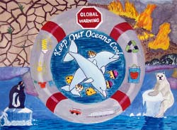 First-place Grades 3-5 global warming poster by Lucia Zhang