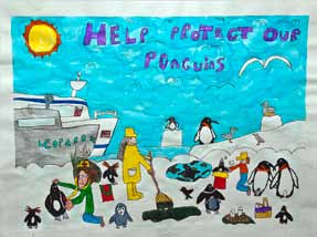 First-place Grades 3-5 penguin poster by Brandy Cline