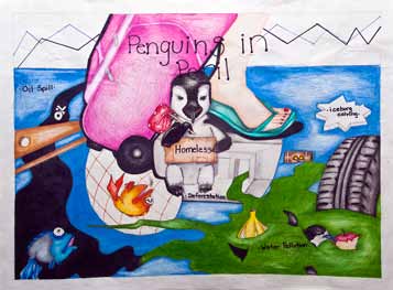 First-place Grades 6-8 penguin poster by Breyale Jenkins