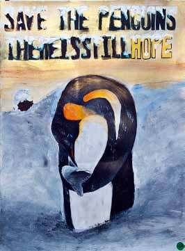 First-place Grades 9-12 penguin poster by Kelly Noh