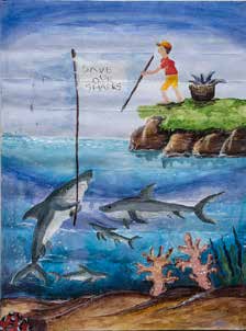 First-place Grades 3-5 shark poster by Alifah Febrianty