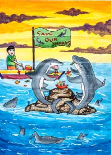 First-place Grades K-2 shark poster by Andi Tenribali Hikmah Napacce
