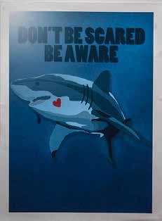 First-place computer-generated Grades 9-12 shark poster by Abigail Goetz