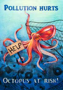 First-place Grades 9-12 octopus poster by Shuqi Chen