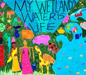 First-place Grades K-2 wetlands poster by Anouska Bhari