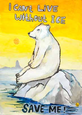 First-place Grades 6-8 polar bear poster by Tiara Salsabila