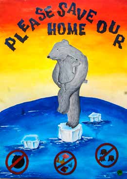 First-place Grades 9-12 polar bear poster by Adelia Dewantari